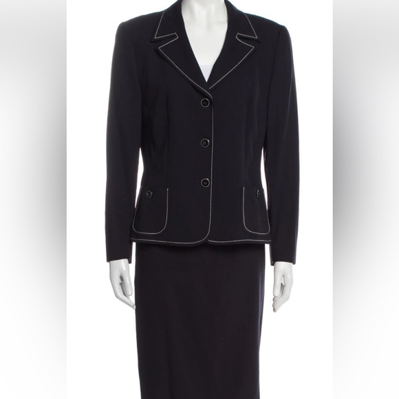 Escada Margaretha Ley black with white stitching dress and a blazer very classy - Picture 3 of 14